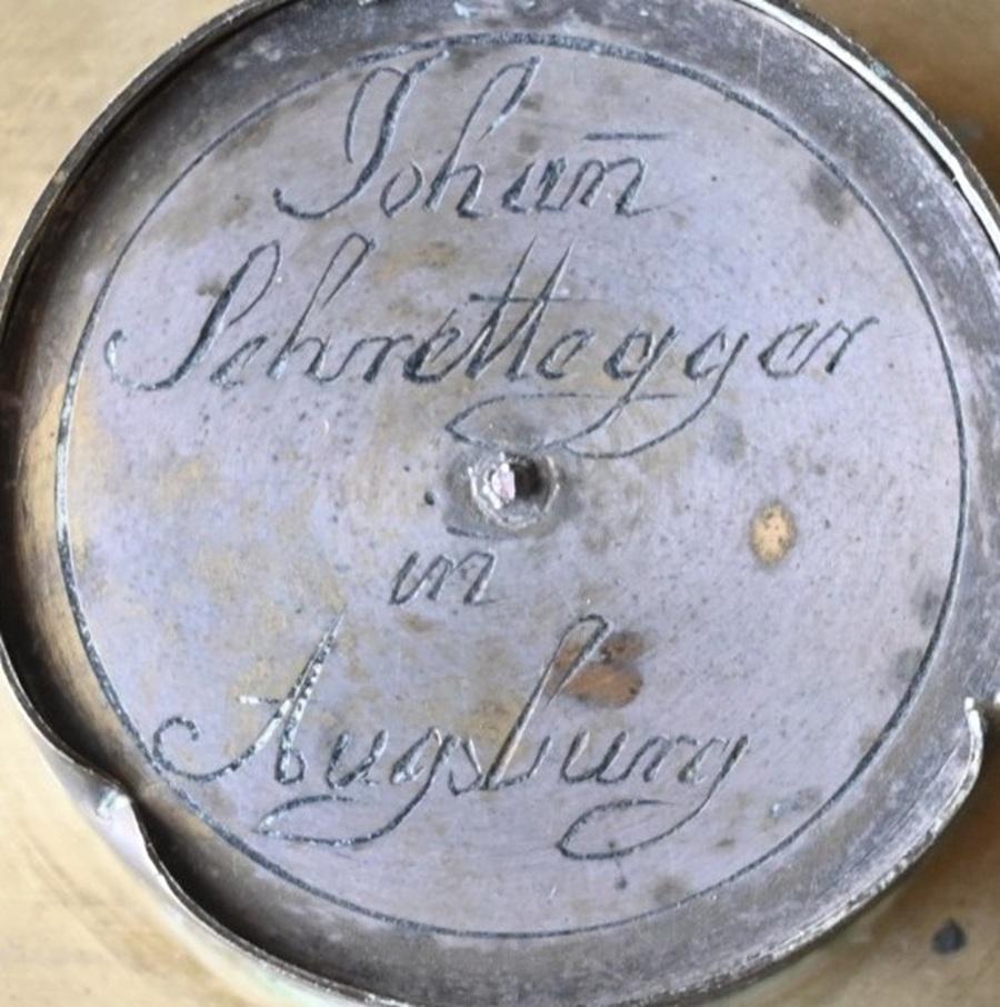 Rare cadran solaire équatorial et boussole du 18e siècle de Johann Nepomuk Schrettegger en vente 3