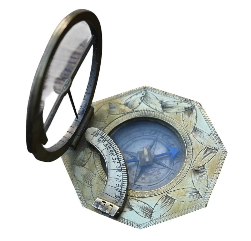 Rare cadran solaire équatorial et boussole du 18e siècle de Johann Nepomuk Schrettegger en vente 5