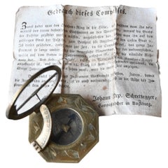 Antique Rare 18th Century Equatorial Sundial And Compass By Johann Nepomuk Schrettegger