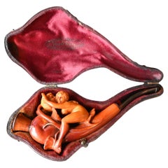 Rare Meerschaum Pipe, 19th Century – Eros And Psyche, Erotic Mythological Scene.