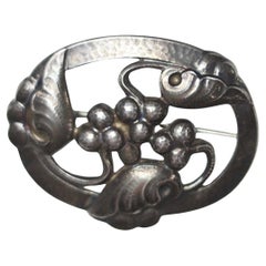 Georg Jensen Sterling Silver Brooch #101 – “moonlight Grapes” Pattern