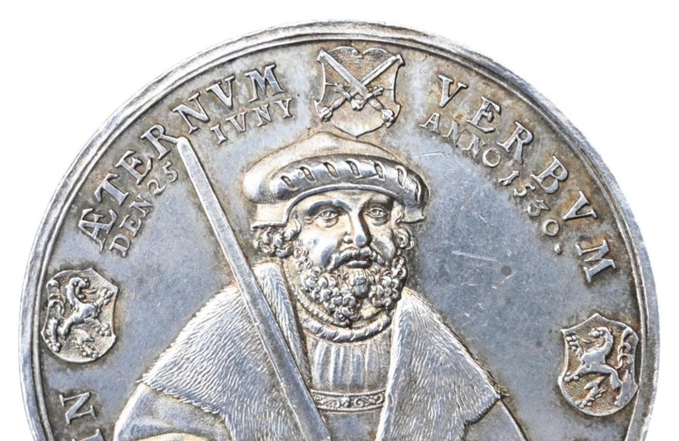 Tedesco Medaglia commemorativa della Riforma in argento 1630, 100° anniversario di Augusta in vendita