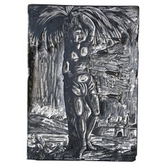 Antique Woodblock Printing Plate – Saint Sebastian (circa 1690–1750)