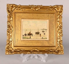 Edward Portieltje (1861-1949) - Paisaje marino con barcos de pesca
