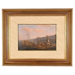 Schule von Claude-Joseph Vernet (1714–1789) – Lebhafte Hafenszene bei Sonnenuntergang