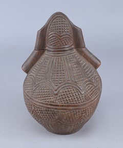 Carved wooden powder horn - Kongo, DR Congo - early 20th century