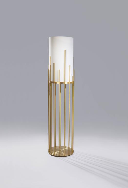 Brushed 21  st century Floor lamp by Hervé Langlais 2016 France polished brass