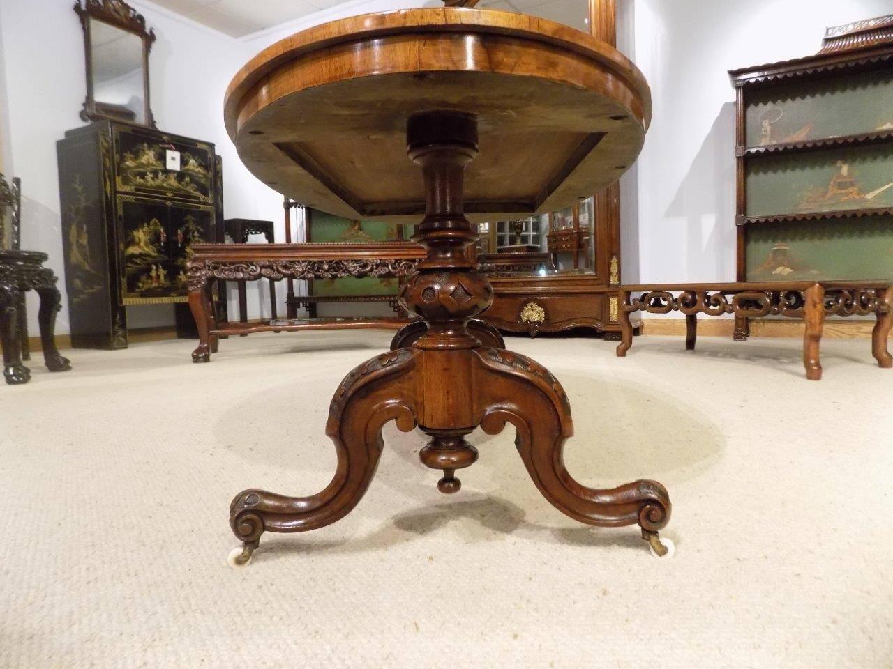 Beautiful Burr Walnut Victorian Period Oval Antique Coffee Table 1