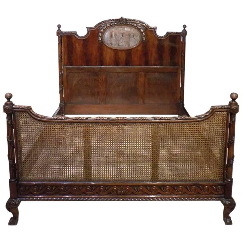 Beautifully Carved Mahogany Edwardian Period Double Bed