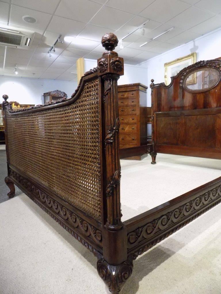 Beautifully Carved Mahogany Edwardian Period Double Bed at 1stDibs
