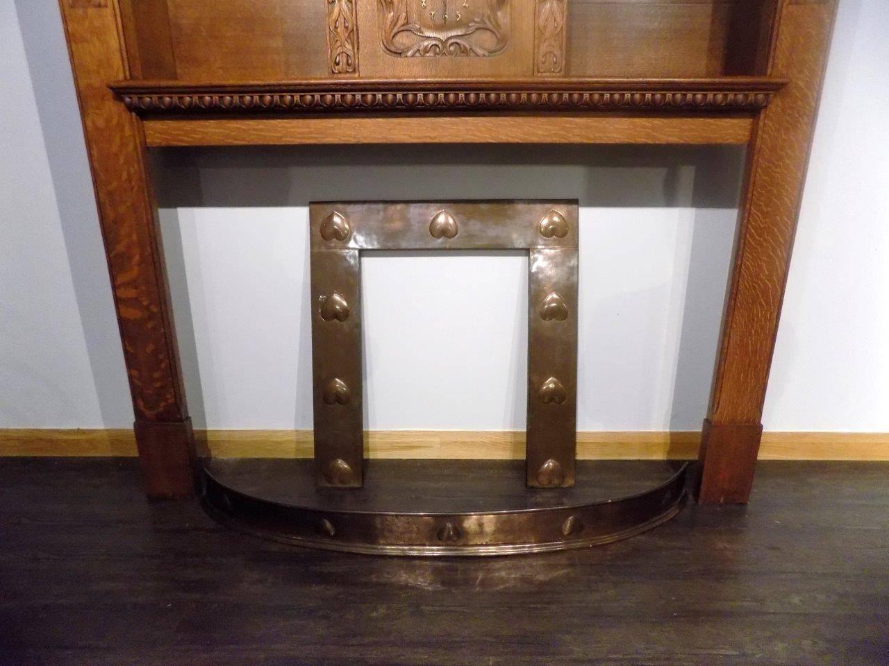 Magnificent and Rare Oak Arts & Crafts Period Fireplace For Sale 5