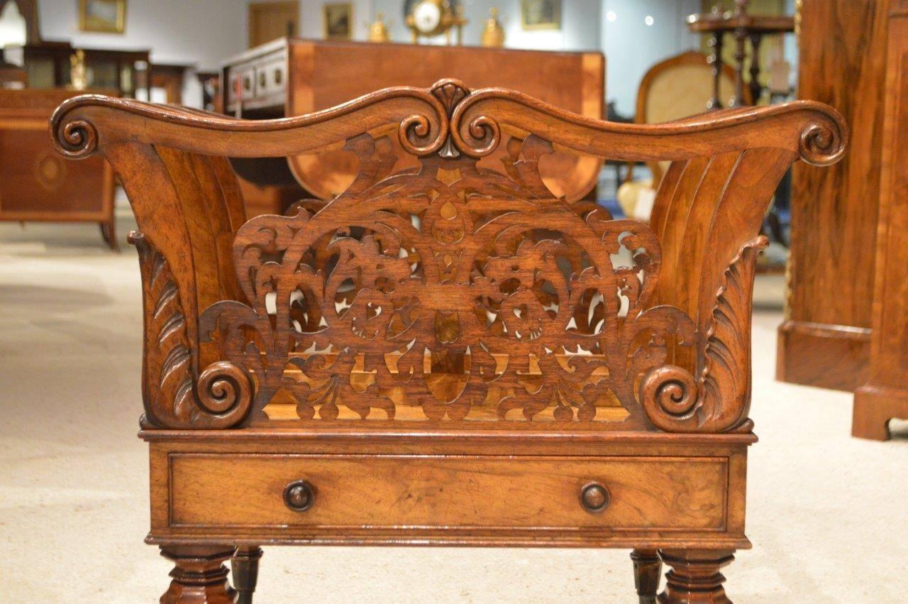 Mid-19th Century Superb Quality Walnut Early Victorian Period Antique Canterbury