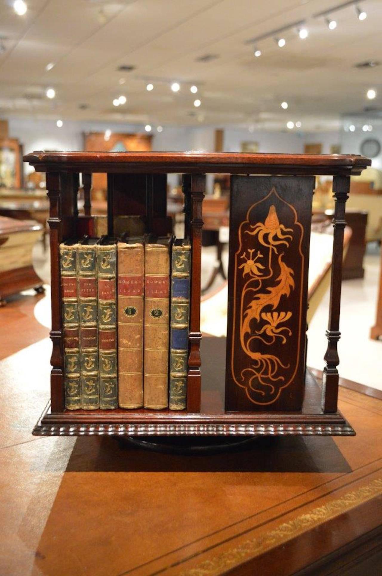 A Small Mahogany Edwardian Period Revolving Book Table Bookcase By Shapland & Pe 2
