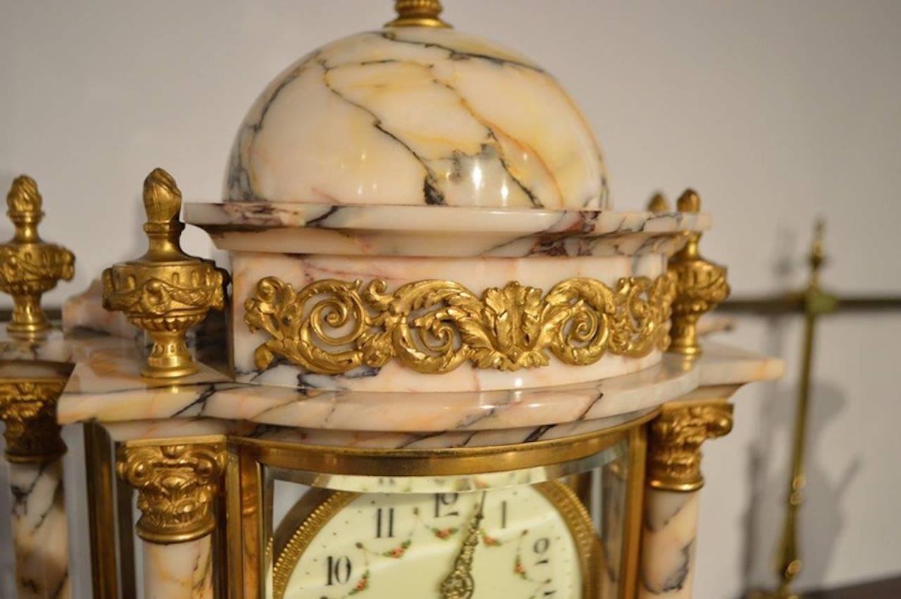 Late Victorian A beautiful French marble & ormolu clock garniture.