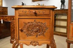 Walnut French Antique Bedside Cabinet