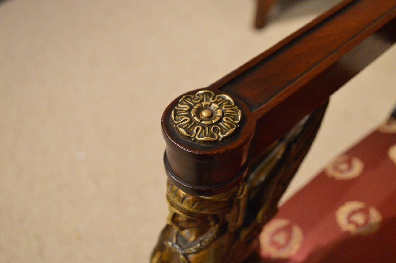 Victorian A fine pair of French Empire Revival mahogany & ormolu library chairs. 