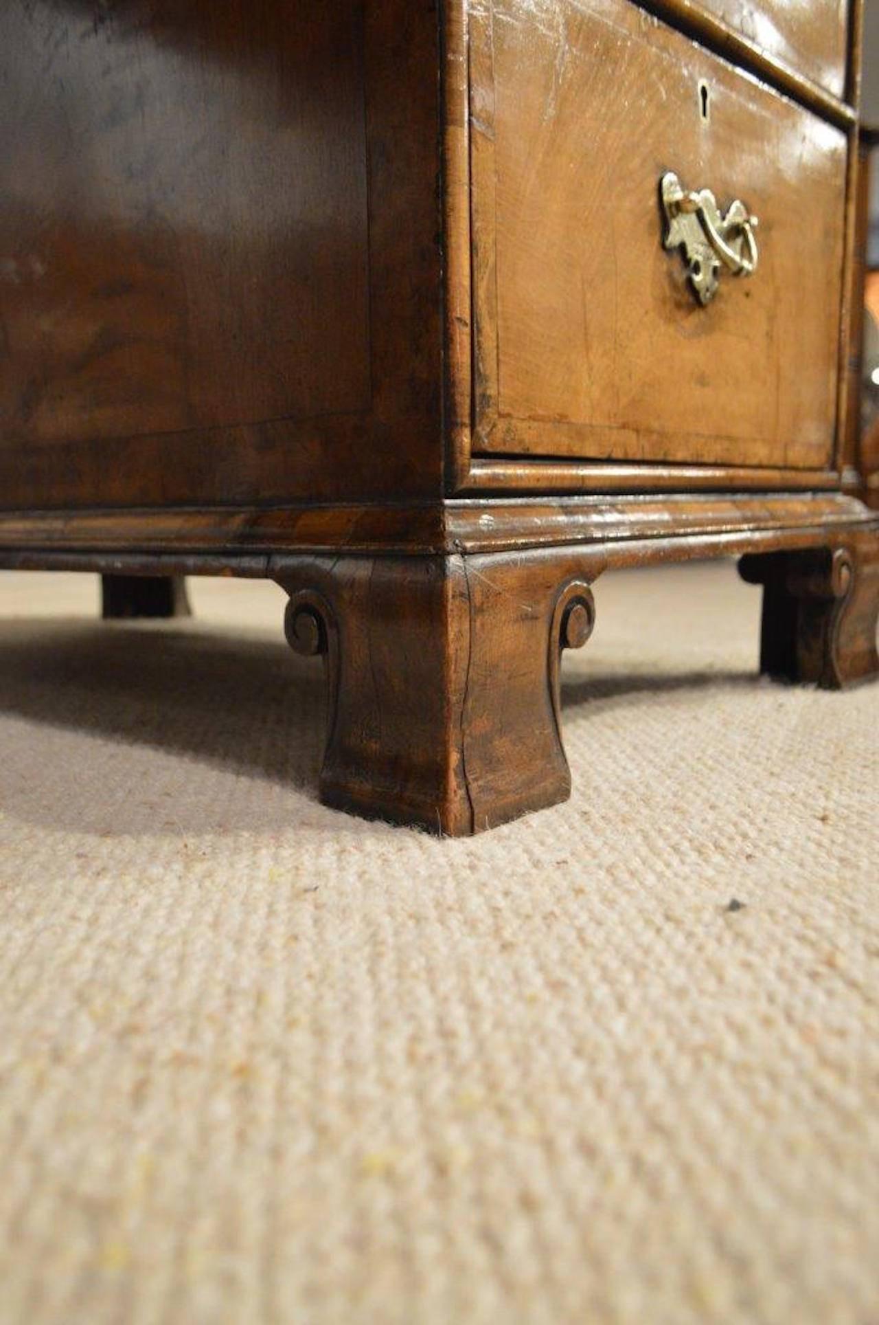 Good Walnut George I Style Antique Pedestal Desk 4
