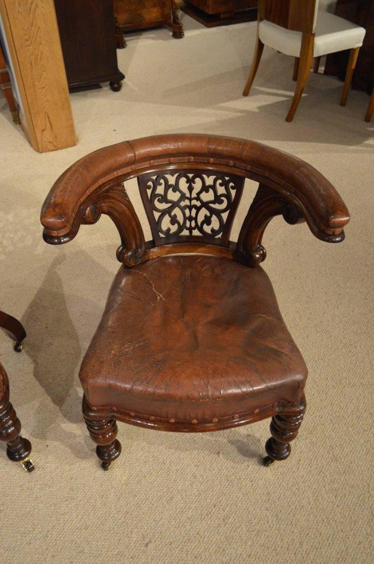 Pair of Mahogany Victorian Period Antique Desk Chairs 3
