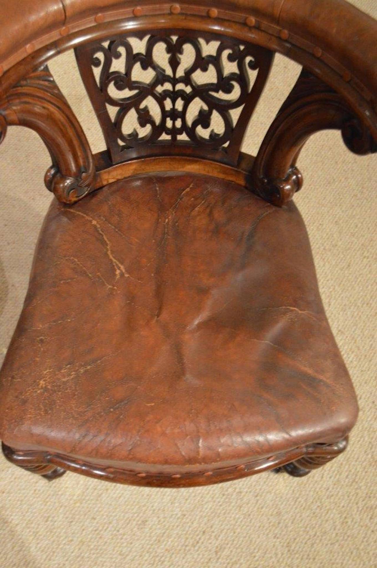 Pair of Mahogany Victorian Period Antique Desk Chairs 2