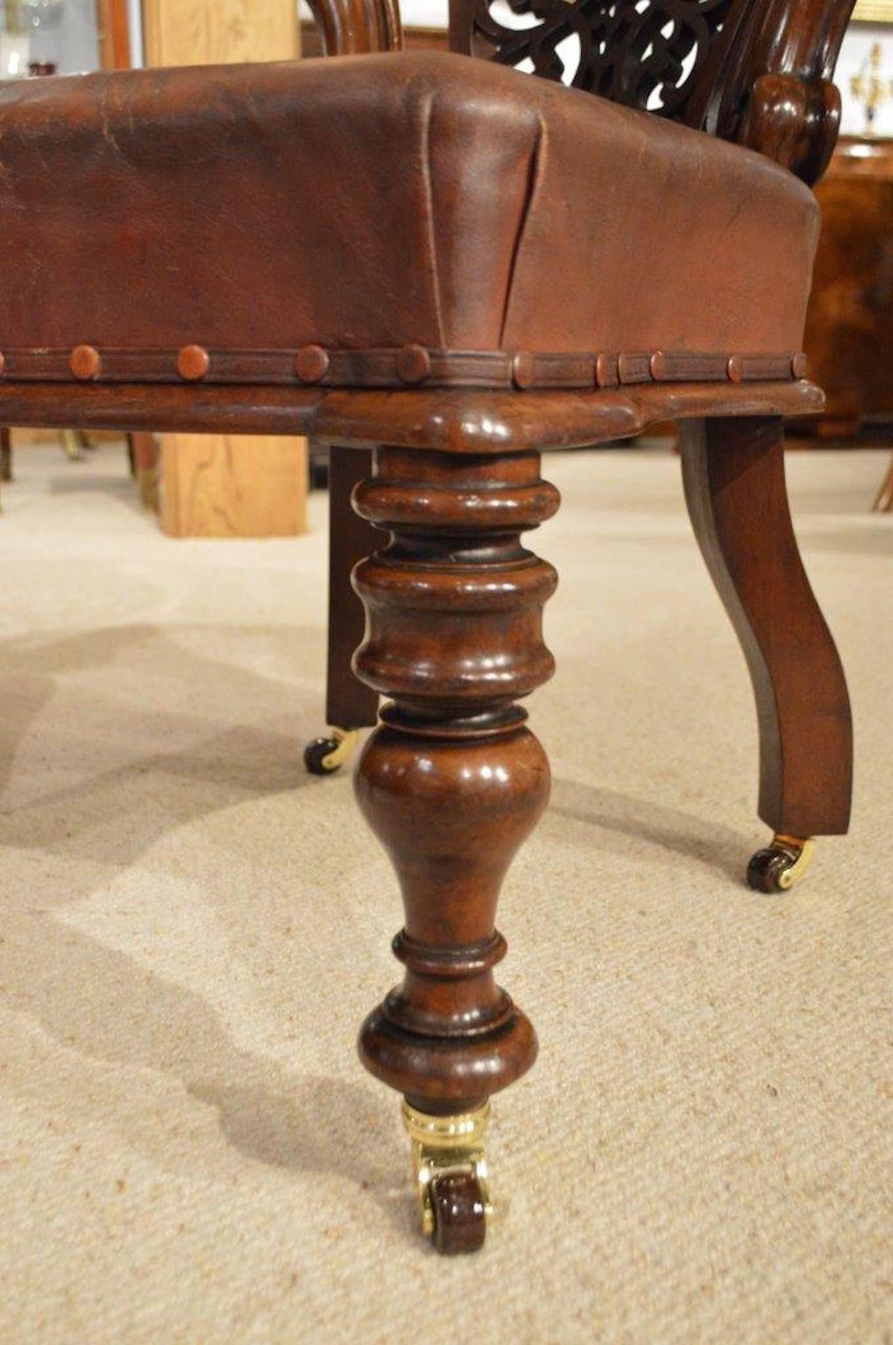Pair of Mahogany Victorian Period Antique Desk Chairs 4