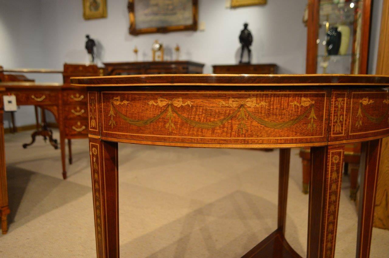 Mahogany Inlaid Edwardian Period Demilune Side Table 2