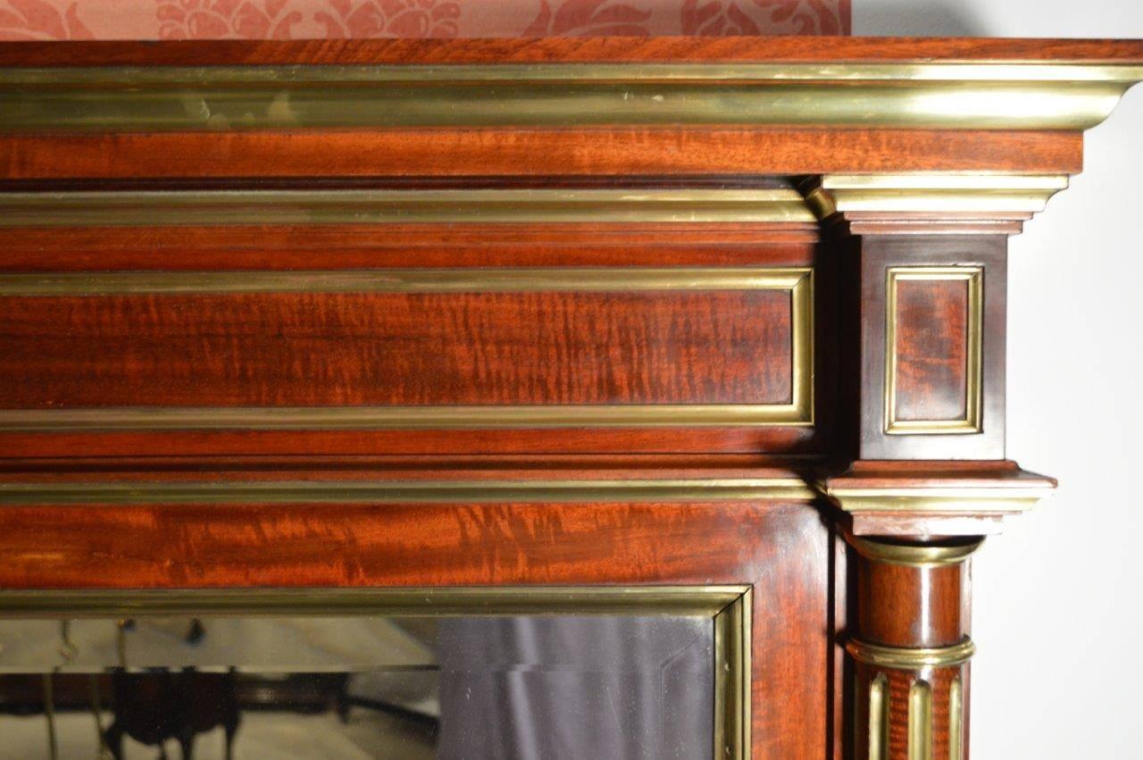 French Provincial A Fine Quality Mahogany & Brass French Over Mantle Mirror