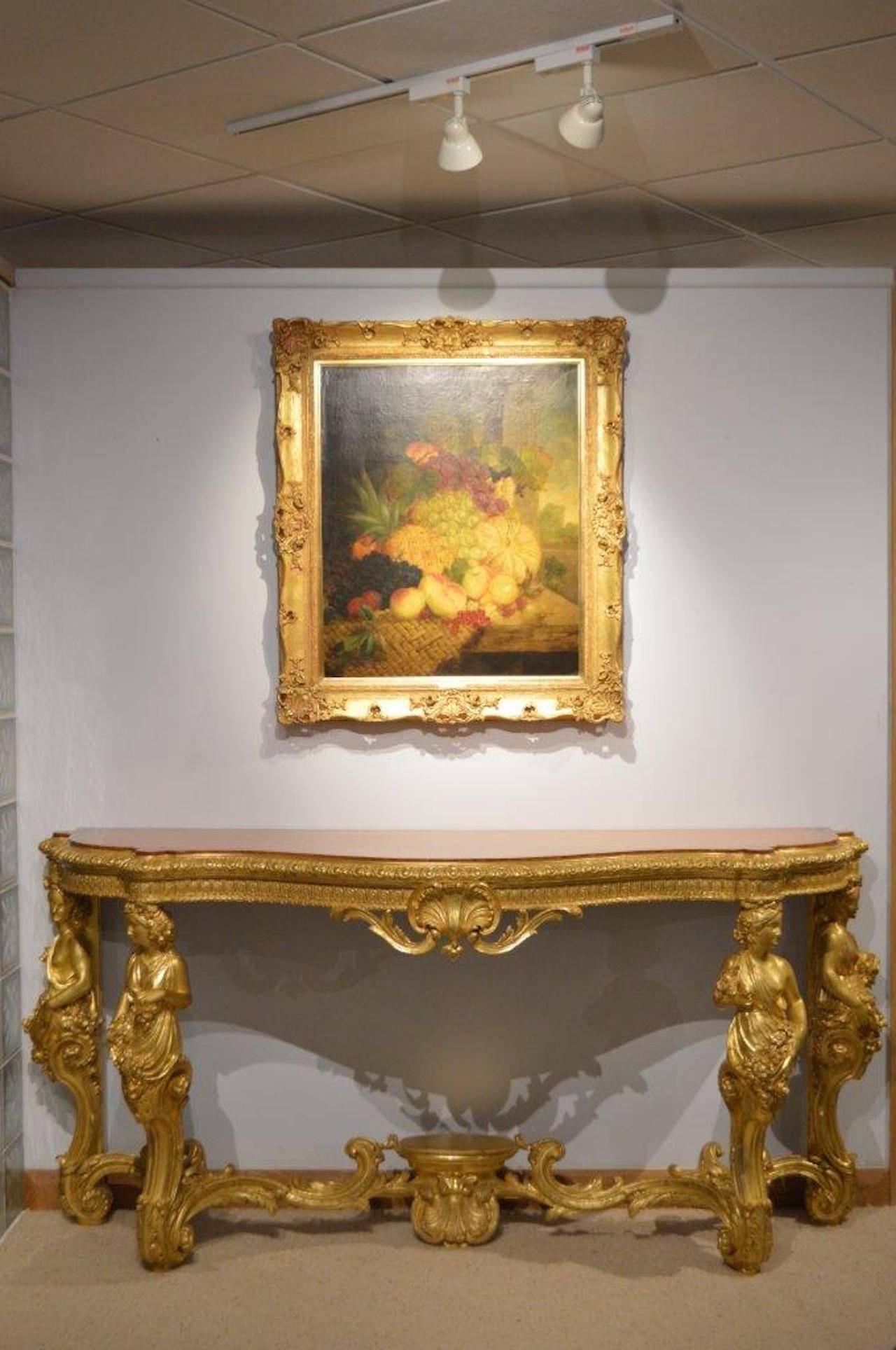 Superb 19th Century French Baroque Style Gilt-Wood Serpentine Console Table 5