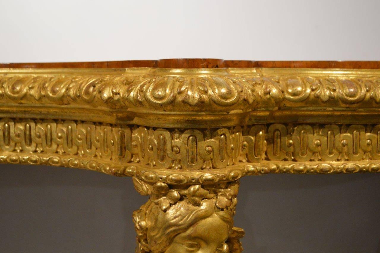 Superb 19th Century French Baroque Style Gilt-Wood Serpentine Console Table 4