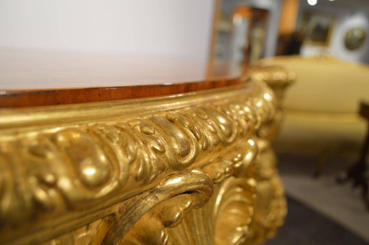 Victorian Superb 19th Century French Baroque Style Gilt-Wood Serpentine Console Table