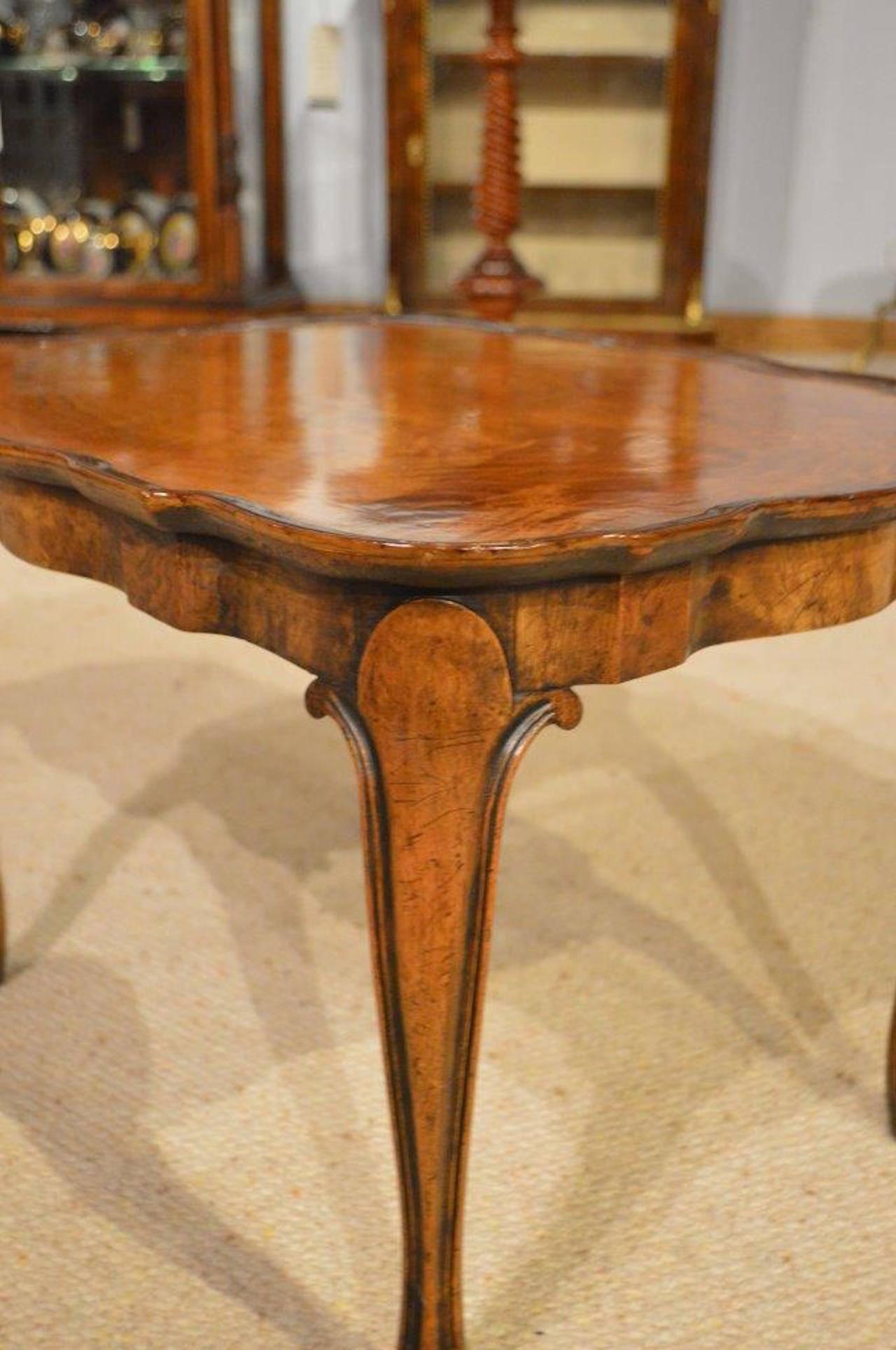 Early 20th Century Small Burr Walnut, 1920s, Period Antique Coffee Table