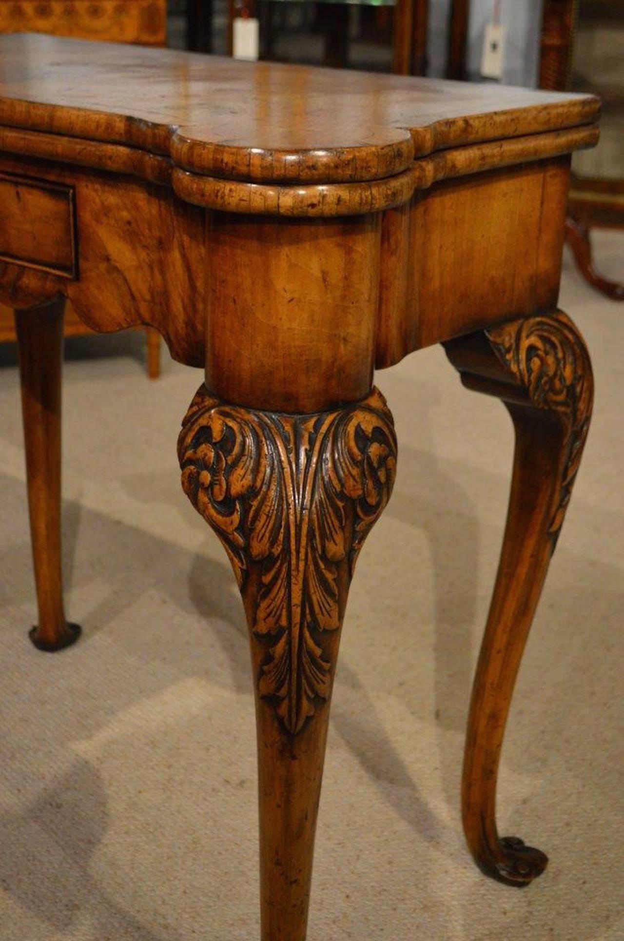 Walnut George I Style Antique Card Table 6