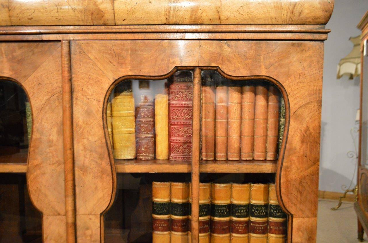 Walnut Queen Anne Revival Antique Bookcase 4