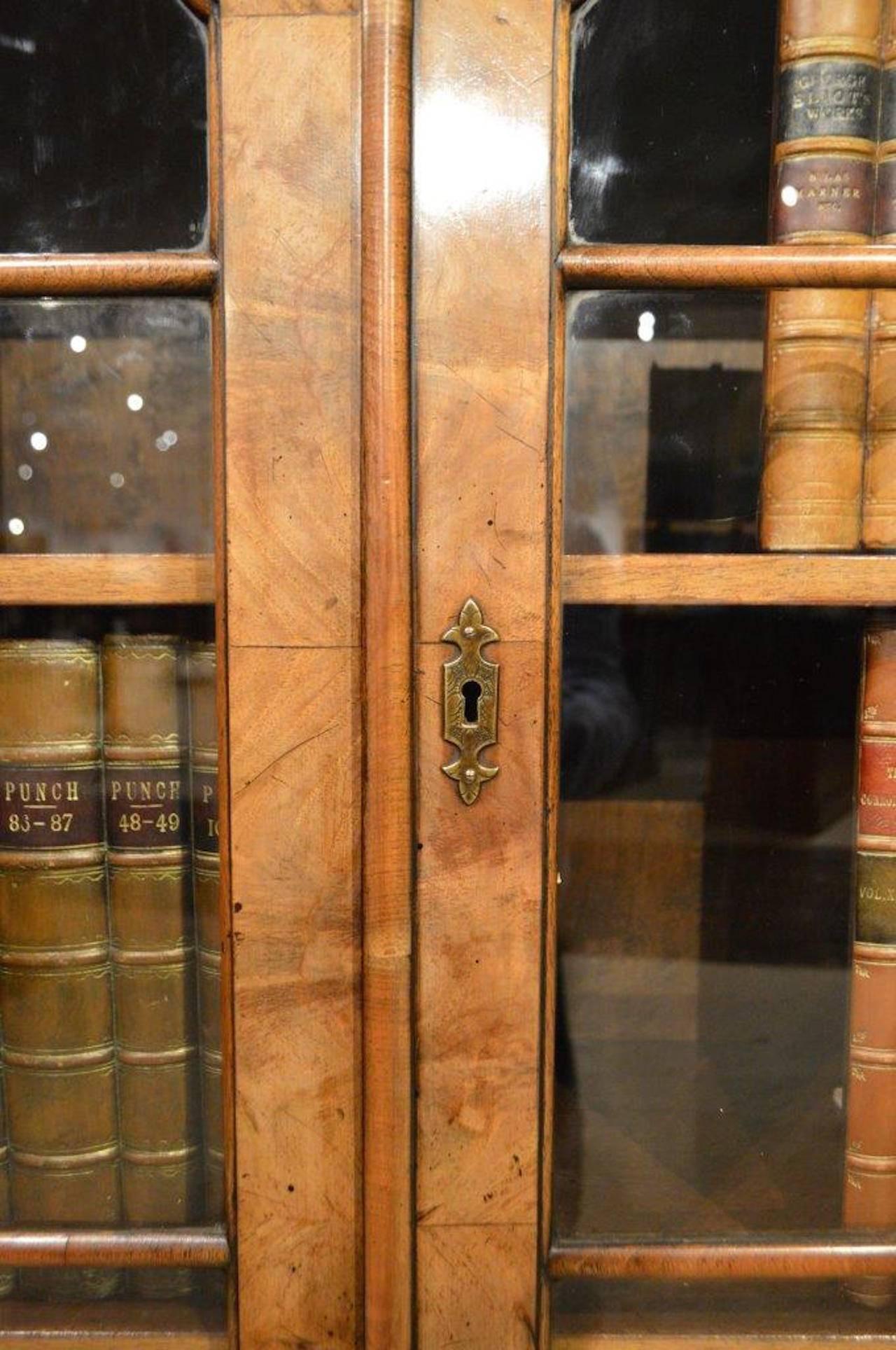 Walnut Queen Anne Revival Antique Bookcase 5