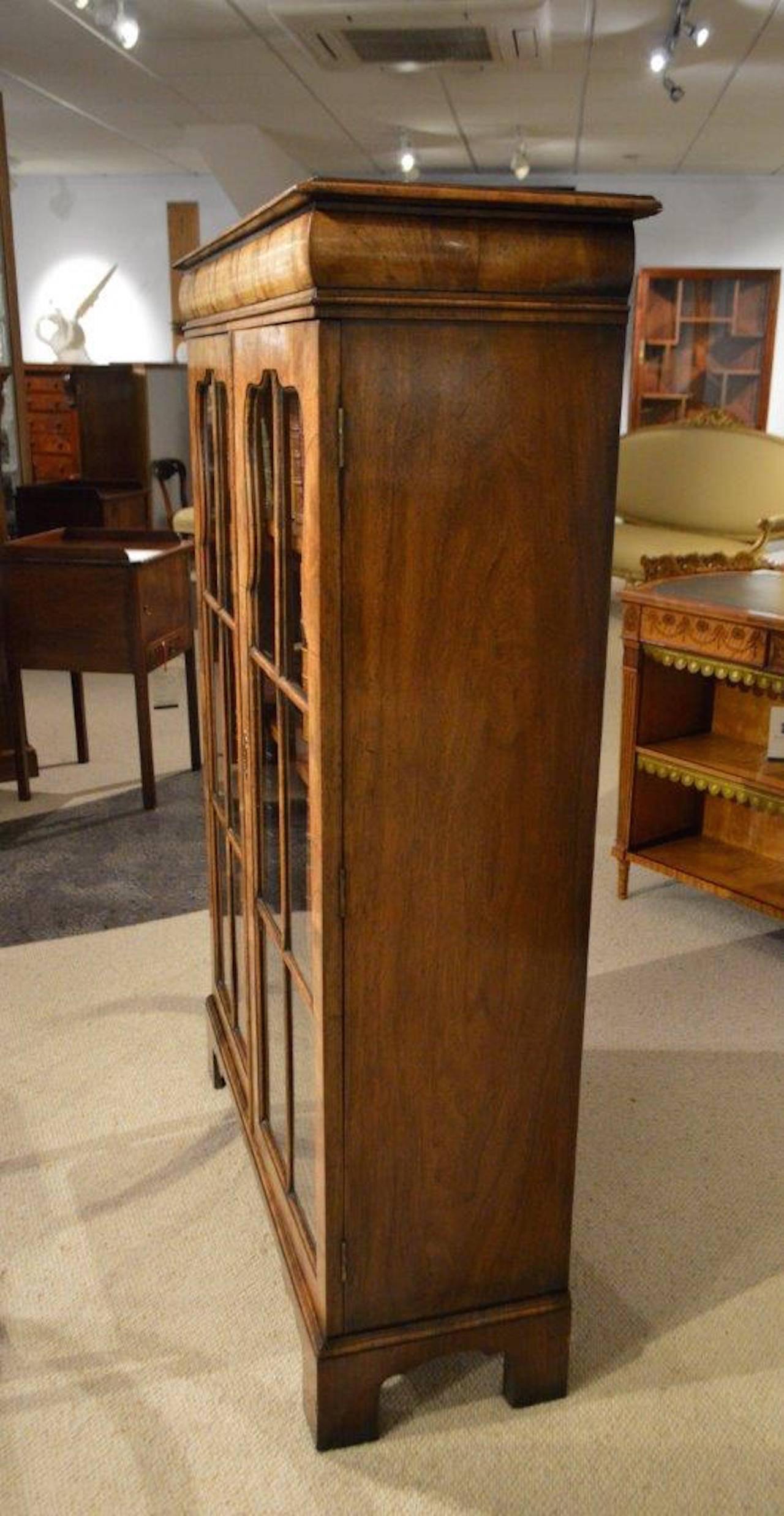 Walnut Queen Anne Revival Antique Bookcase In Excellent Condition In Darwen, GB