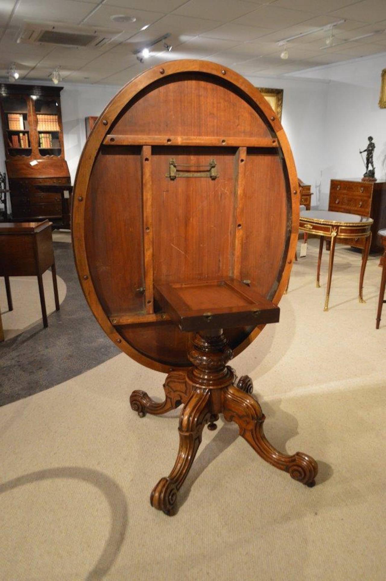 Burr Walnut and Marquetry Inlaid Victorian Period Oval Loo Table 3