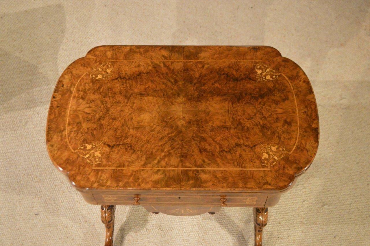 Fine Quality Burr Walnut and Marquetry Inlaid Victorian Period Games/ Work Table 2