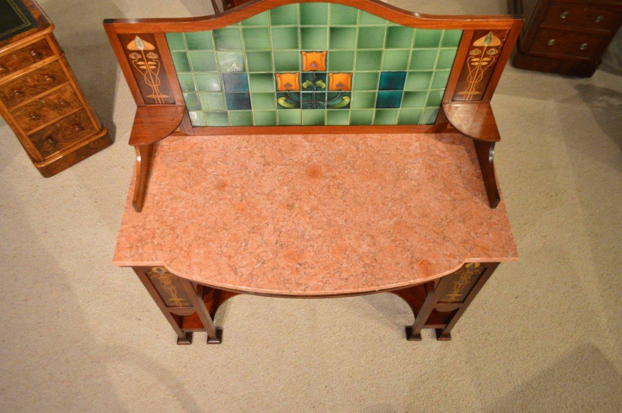 Early 20th Century Mahogany Inlaid Arts and Crafts Period Washstand by Shapland & Petter