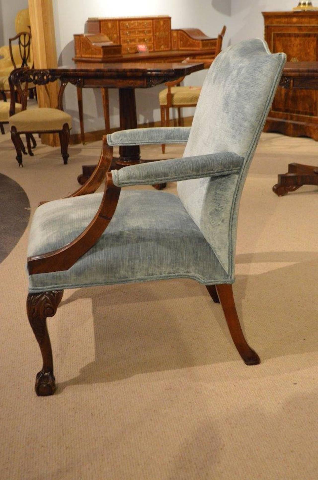 Mahogany Edwardian Period Chippendale Style Open Armchair 2
