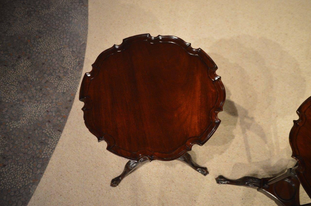 Early 20th Century Fine Pair of Mahogany Edwardian Period Chippendale Style Wine Tables