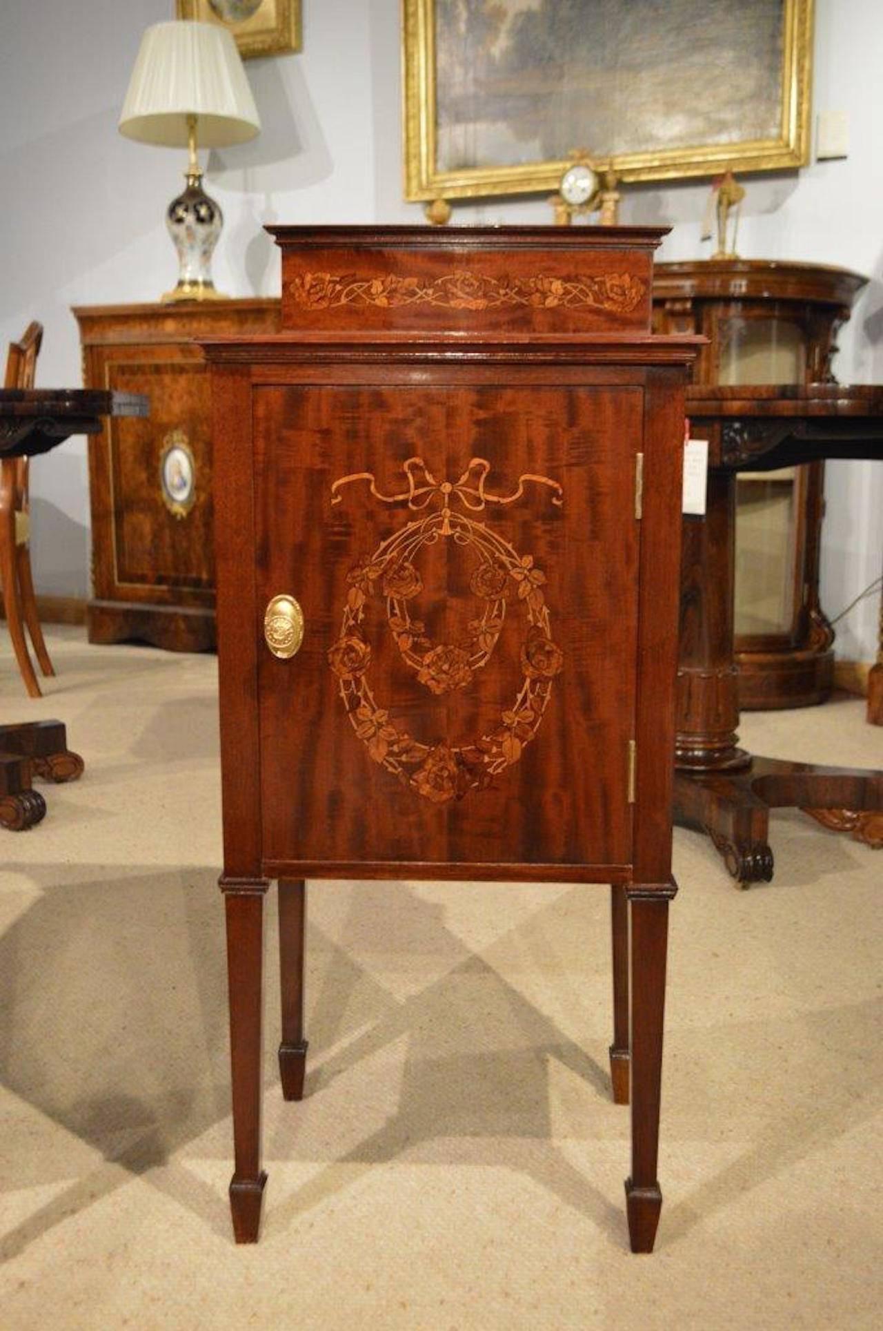 Early 20th Century Good Pair of Liberty & Co Edwardian Period Mahogany Bedside Cabinets