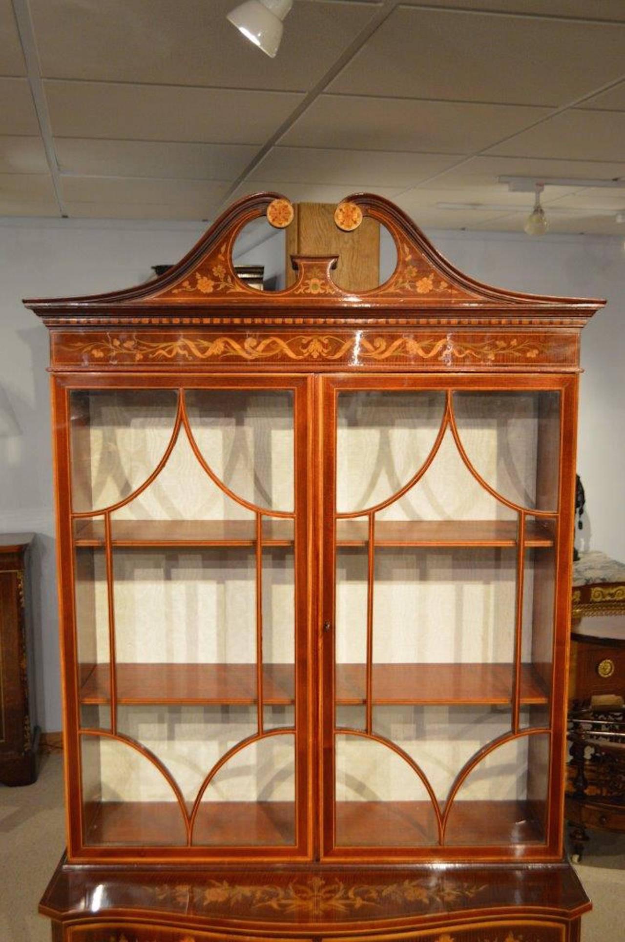 Edwardian Period Mahogany Inlaid Cabinet on Stand by Edwards & Roberts 3