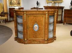 Burr Walnut Inlaid and Ormolu-Mounted Victorian Period Antique Credenza