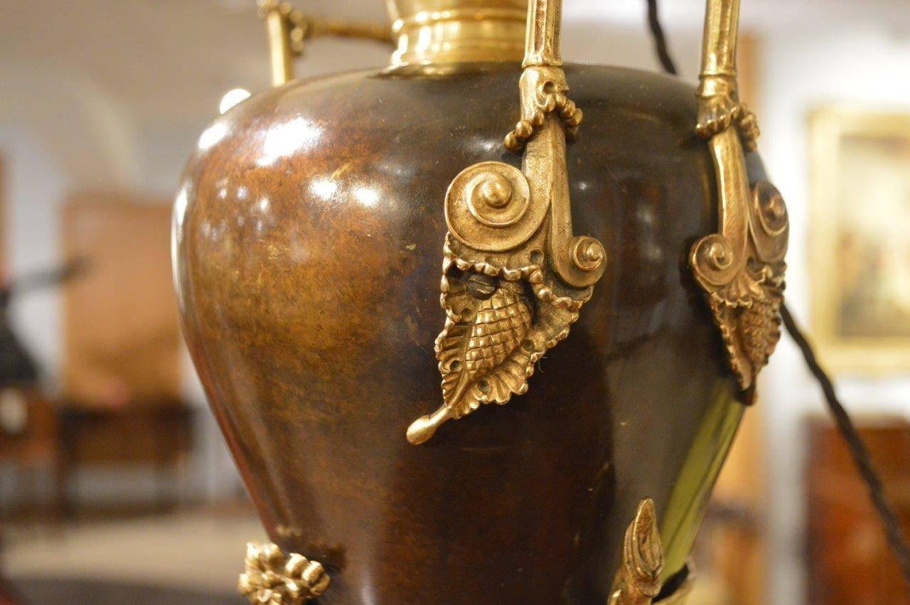 Pair of 19th Century Bronze and Ormolu Lamps 'Adapted' In Excellent Condition In Darwen, GB