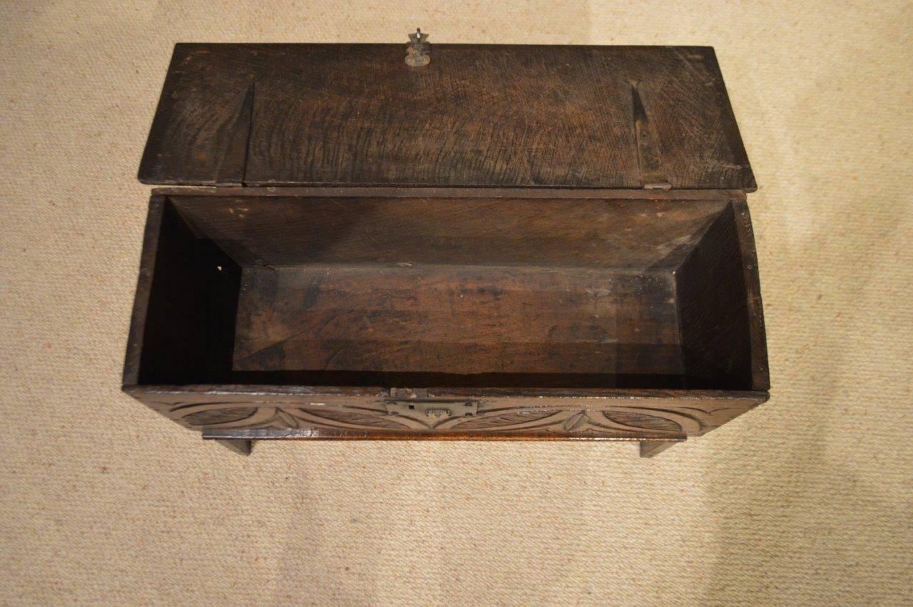 Late 17th Century Small 17th Century Five Plank Oak Coffer
