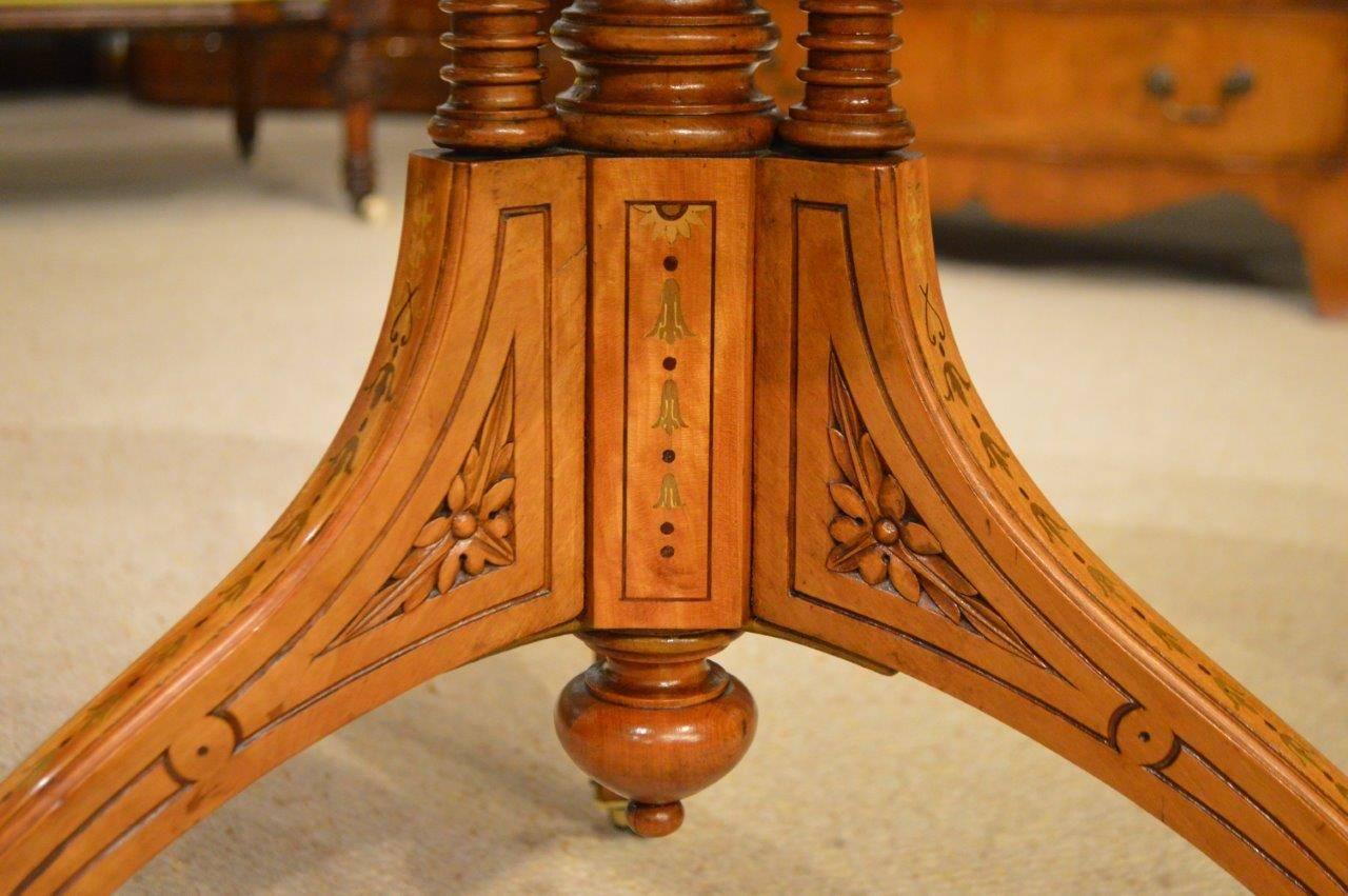 Satinwood and Marquetry Inlaid Victorian Period Antique Occasional Table In Excellent Condition For Sale In Darwen, GB