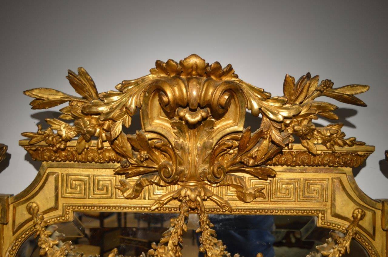 Late 19th Century Fine Quality Carved Giltwood Late French Mirror, 19th Century