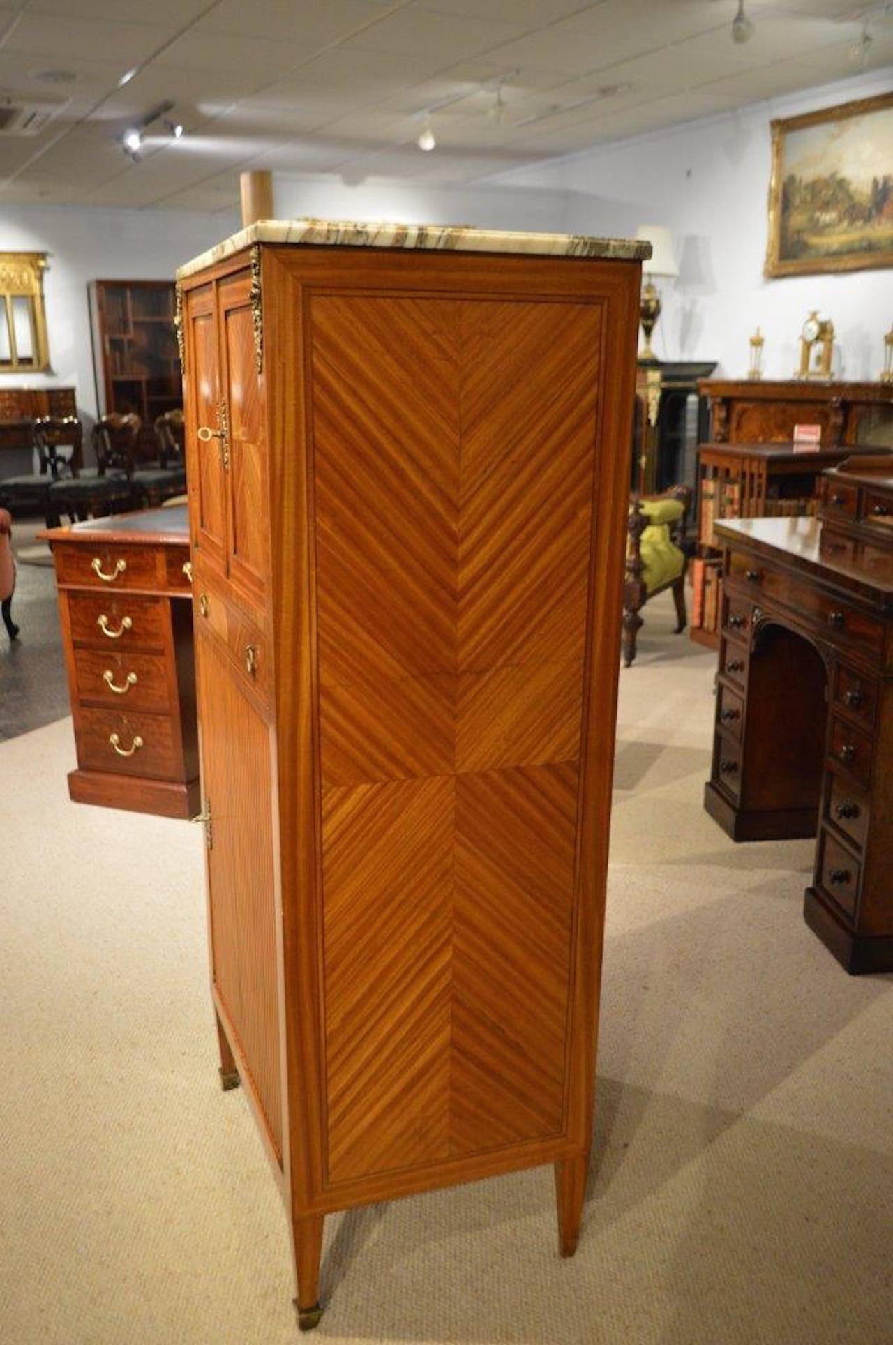 Late Victorian Satinwood Late 19th Century French Antique Music Cabinet