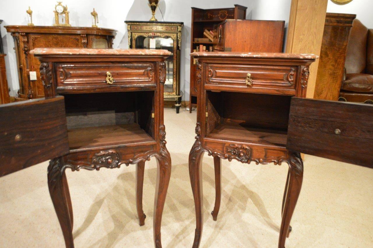 Superior Pair of Rosewood French Rococo Antique Bedside Cabinets In Excellent Condition In Darwen, GB