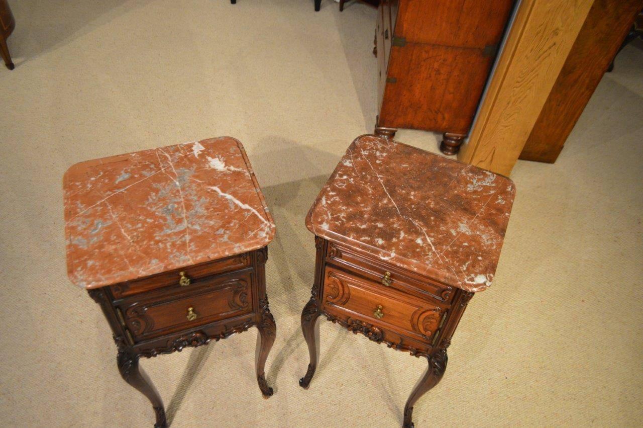 Superior Pair of Rosewood French Rococo Antique Bedside Cabinets 2