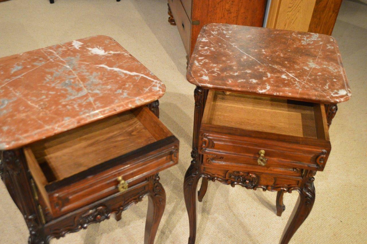 Superior Pair of Rosewood French Rococo Antique Bedside Cabinets 1